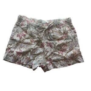 Cynthia Rowley Womens 100% Linen Pull On Shorts Size S Floral Drawstring Garden